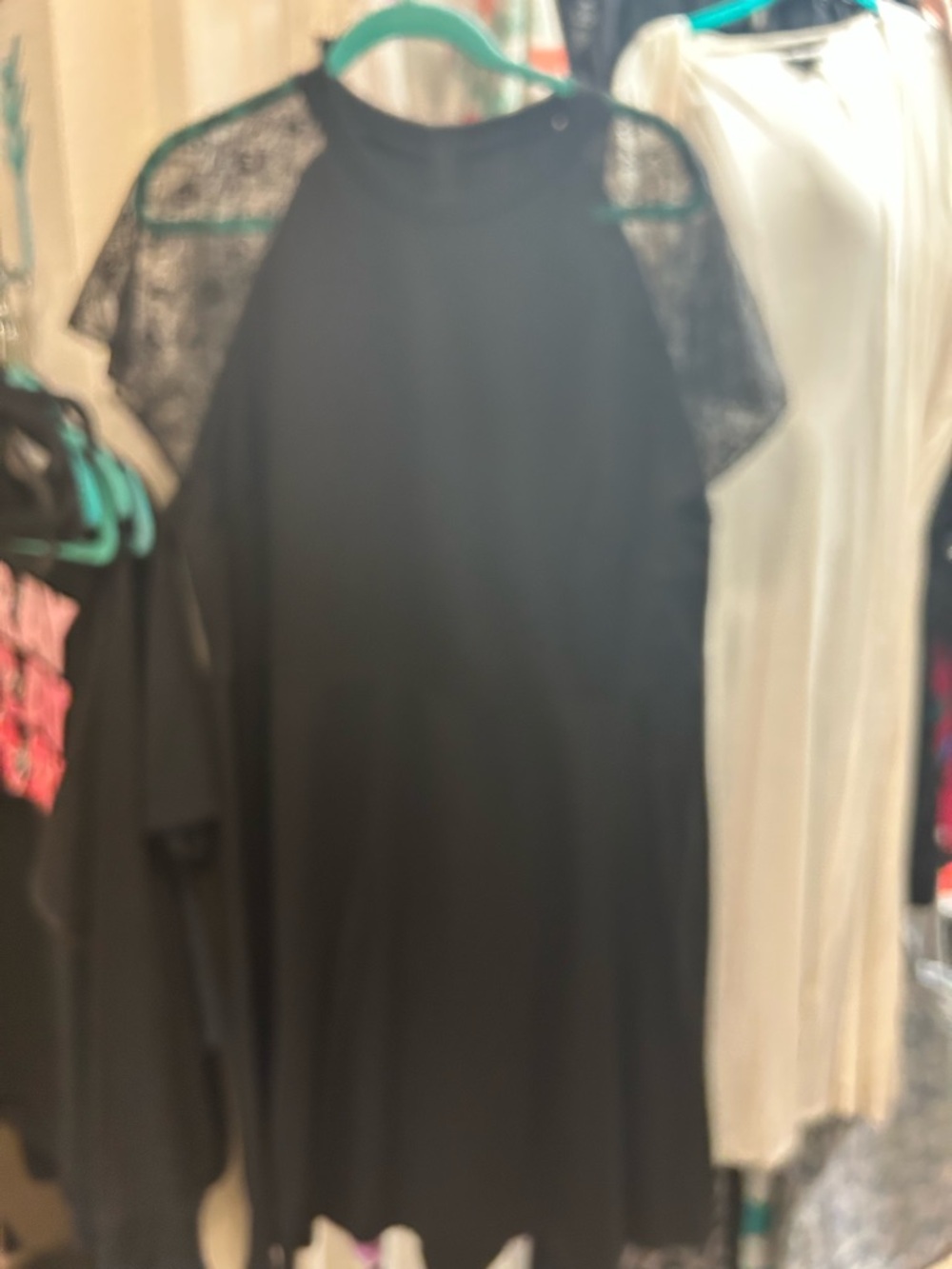 SHEIN Black Lace Sleeve A-Line Dress